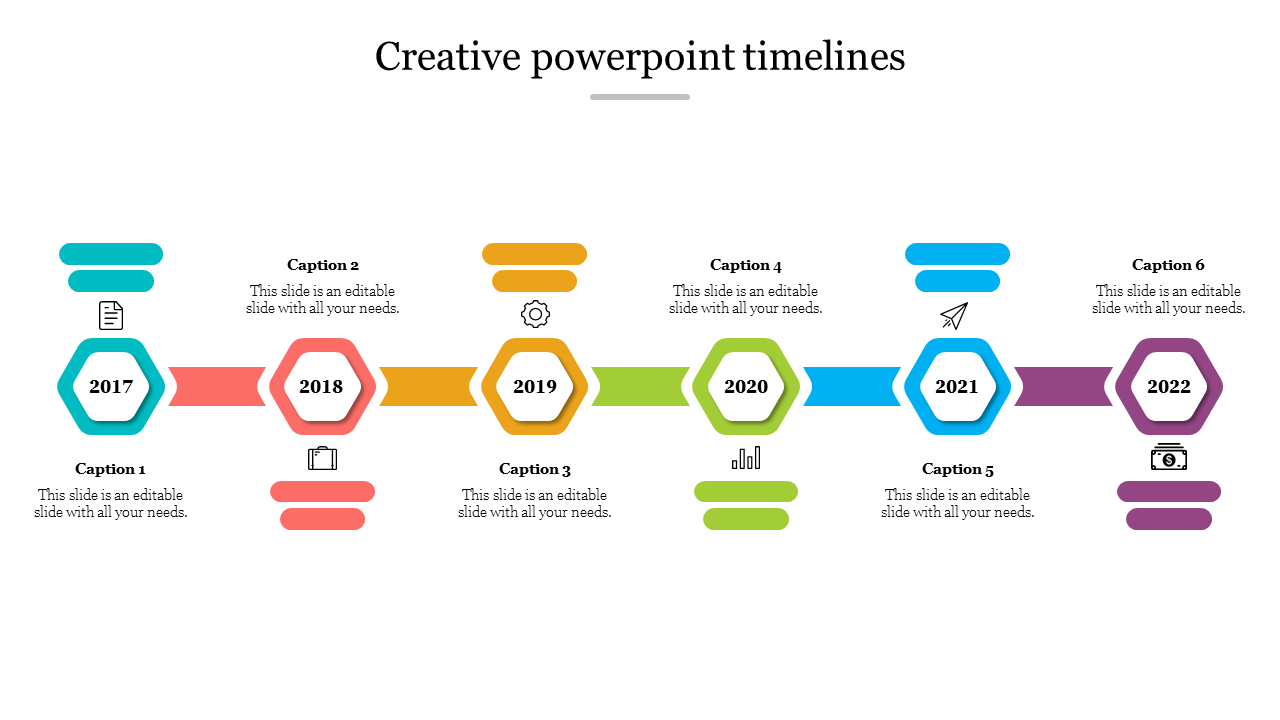 Free - Our Predesigned Creative PowerPoint Timelines Presentation Slide